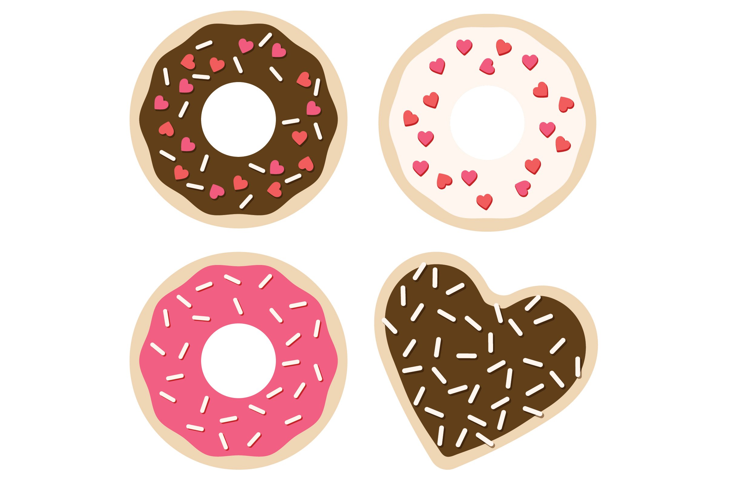 Vector Sprinkle and Heart Donuts preview image.