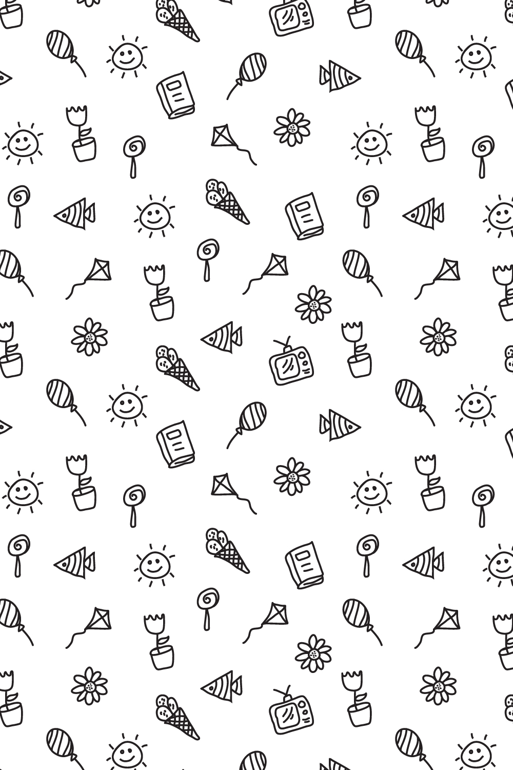 Doodles arts seamless pattern Bundle-1 pinterest preview image.