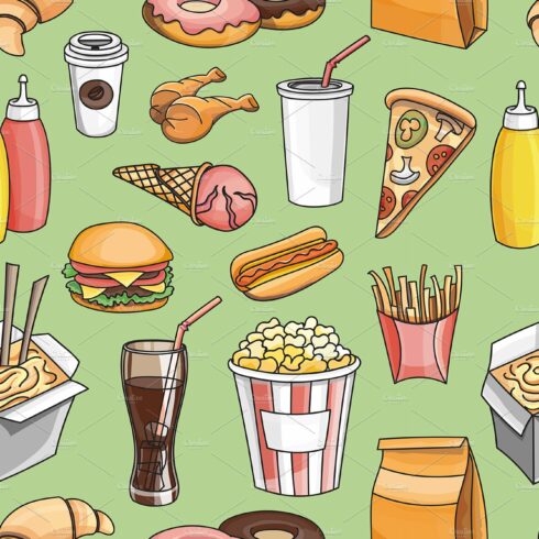 Doodle pattern fast food cover image.