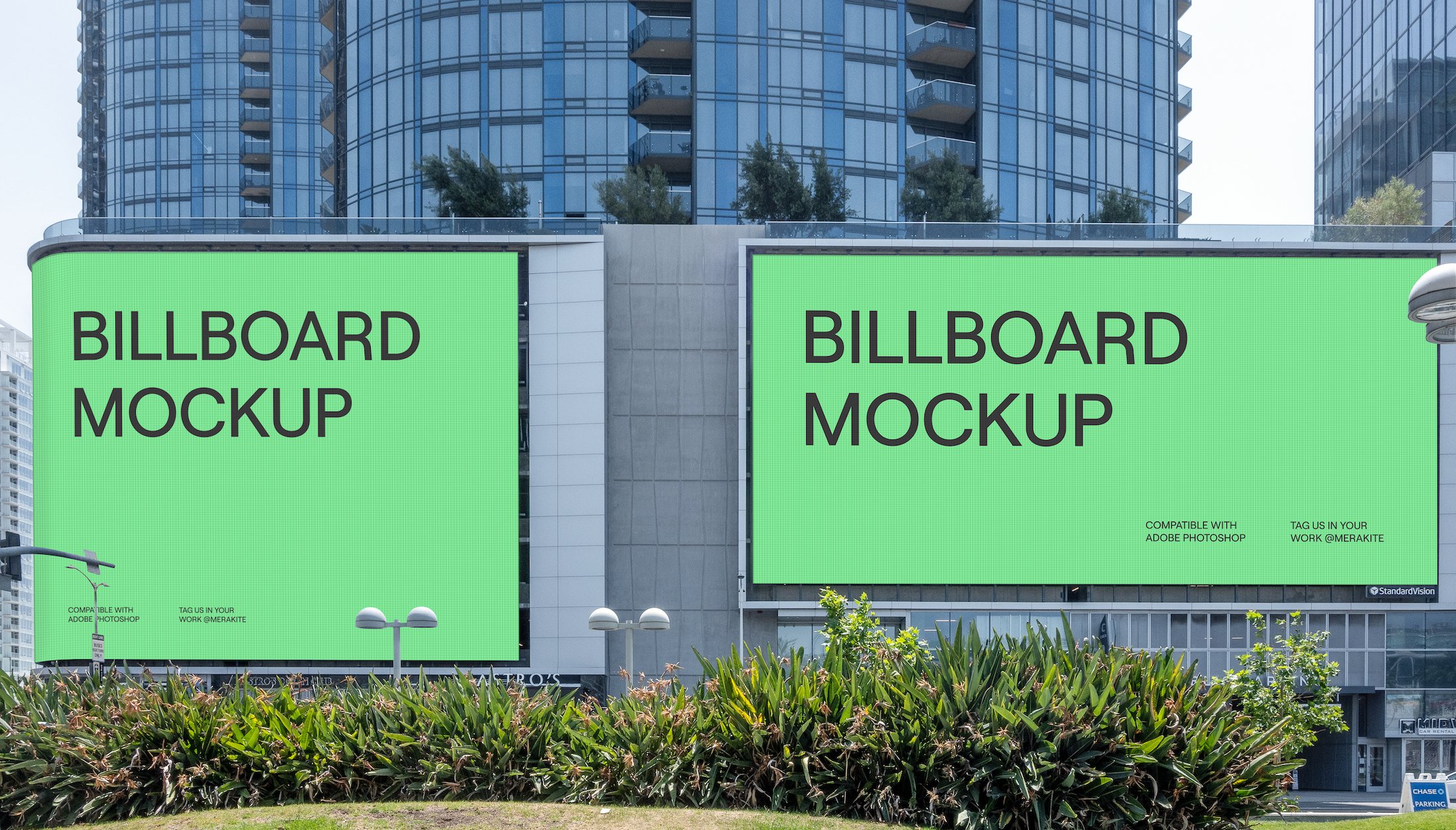 Two Screen City Billboard Mockup PSD cover image.