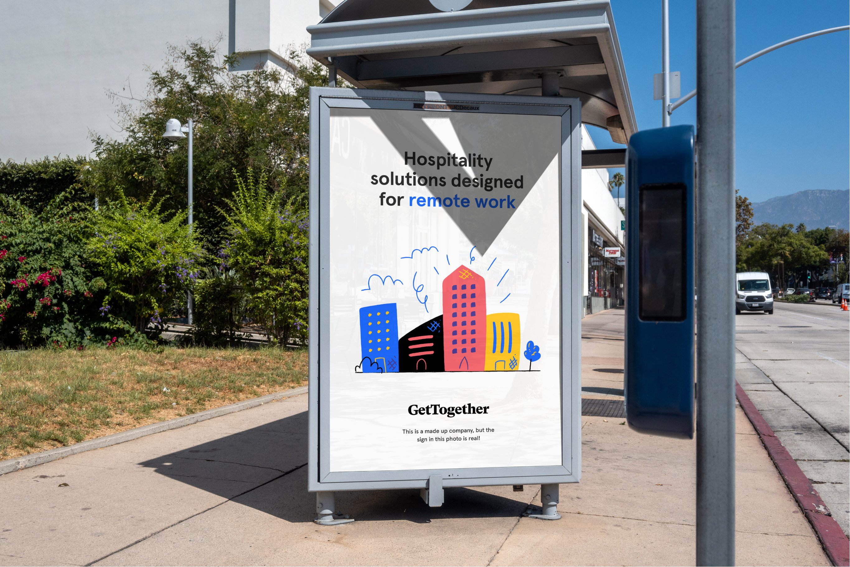 downtown city bus stop mockup poster psd 888