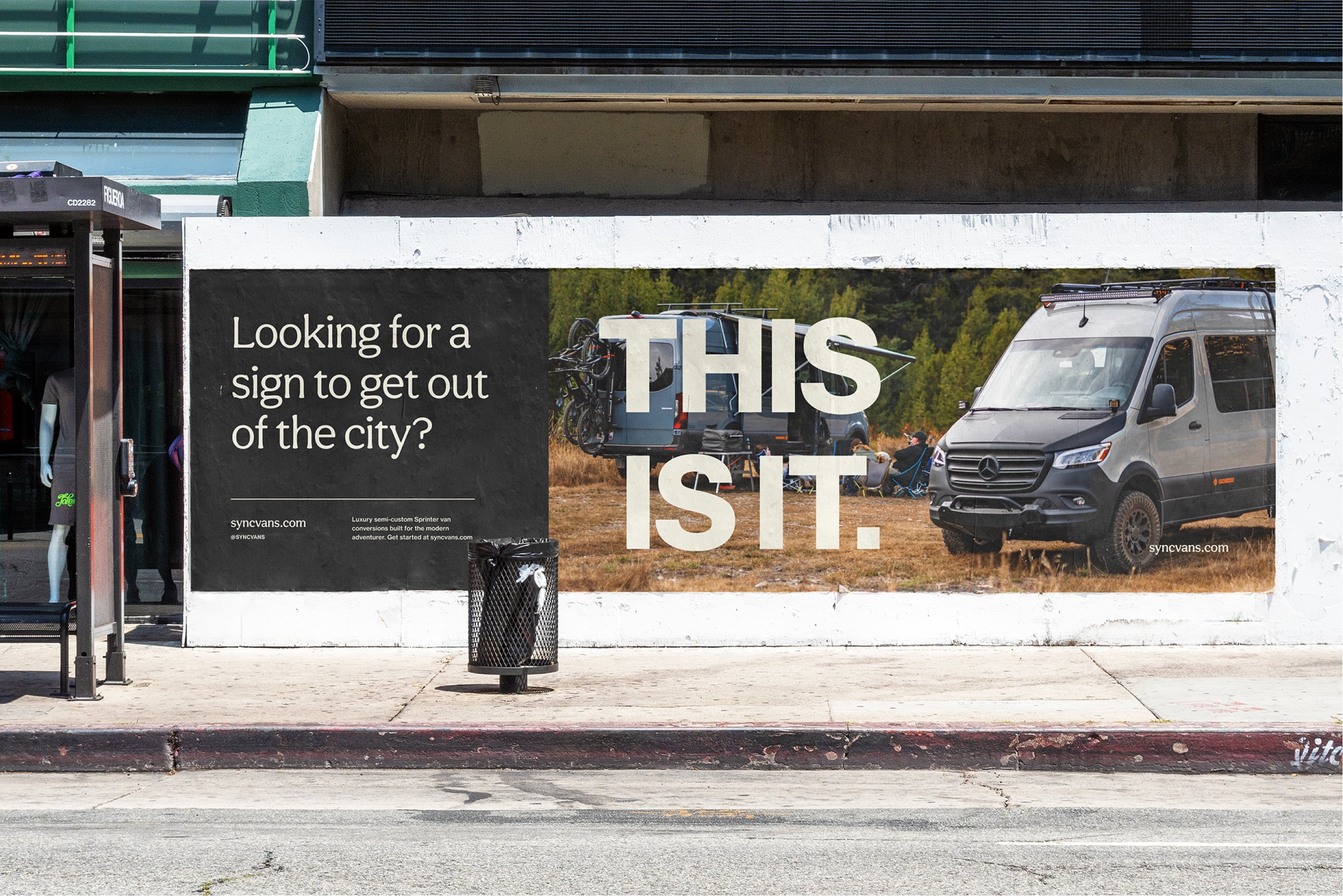 Urban Sidewalk Billboard Mockup PSD preview image.