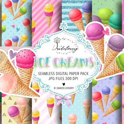Ice Cream digital paper pack cover image.