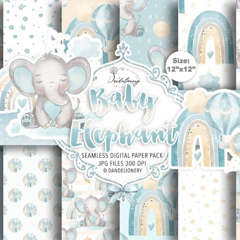 Baby Elephant Boy digital papers cover image.