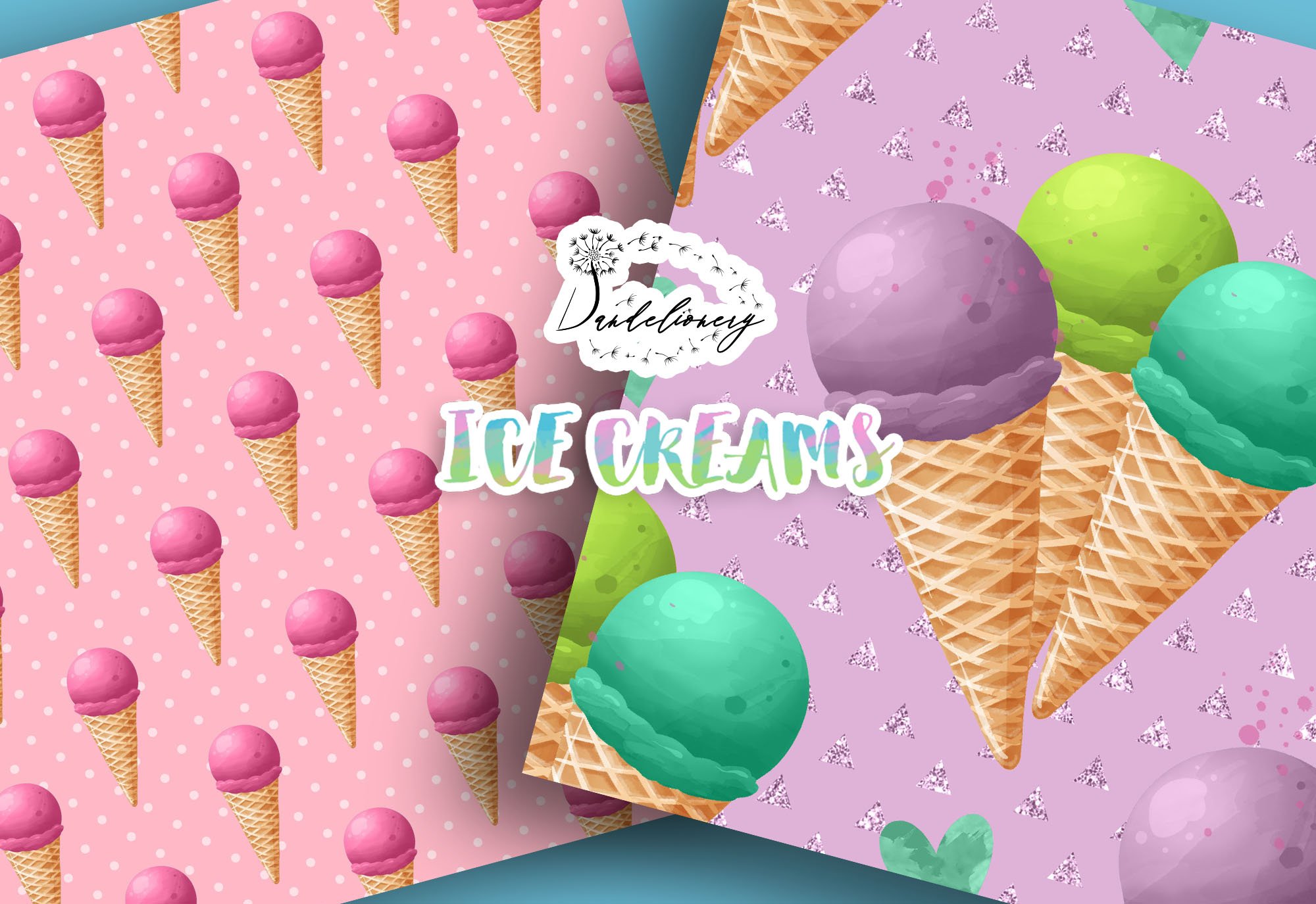 Ice Cream digital paper pack preview image.
