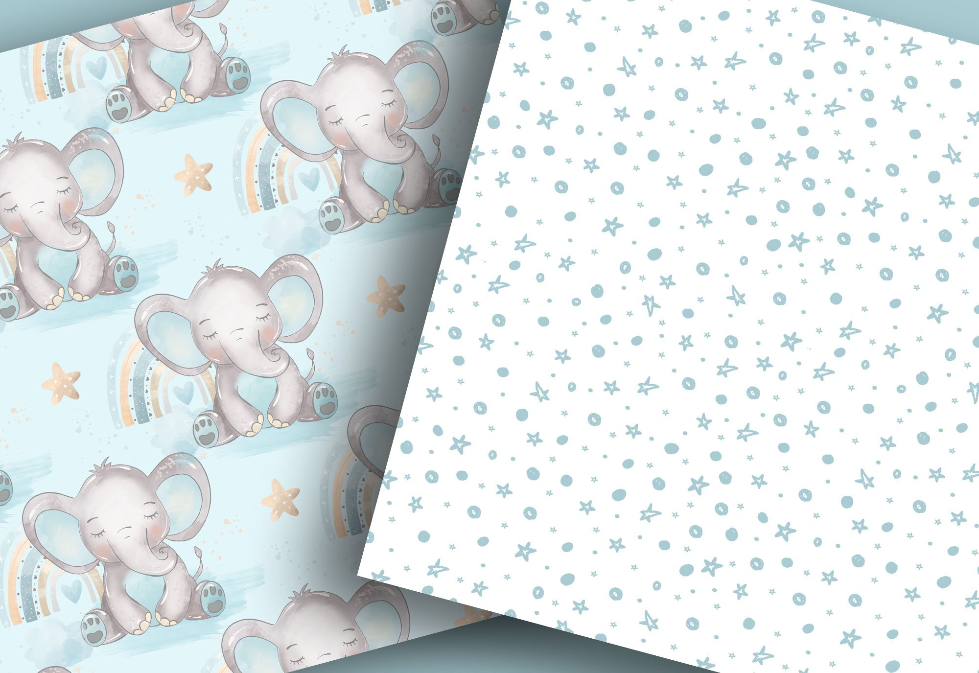 Baby Elephant Boy digital papers preview image.