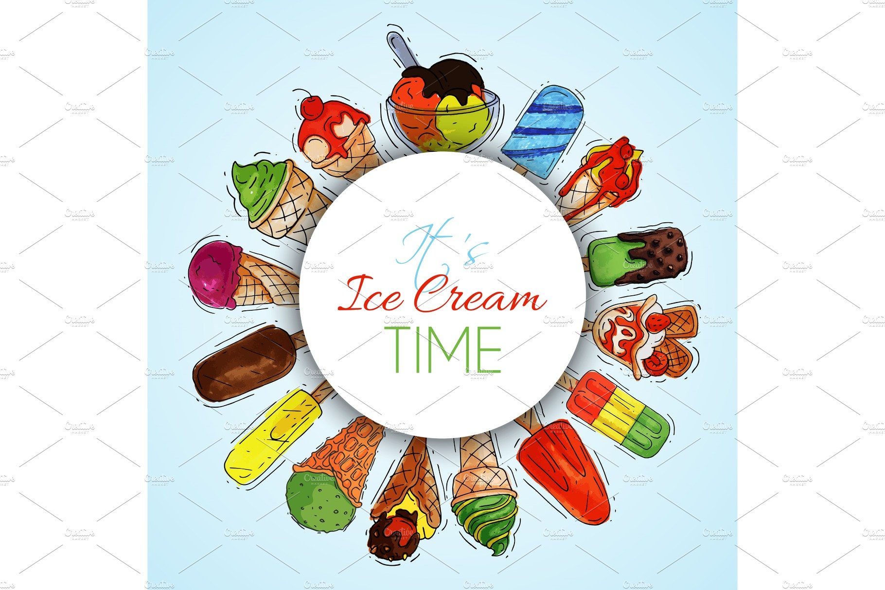 Ice cream round pattern summer cover image.