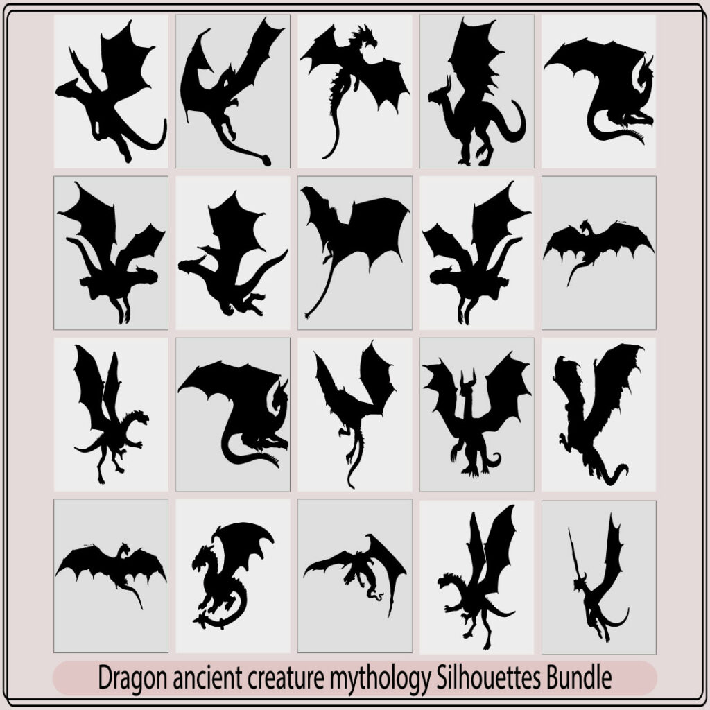 Dragon ancient creature mythology silhouette,dragon silhouettes on ...