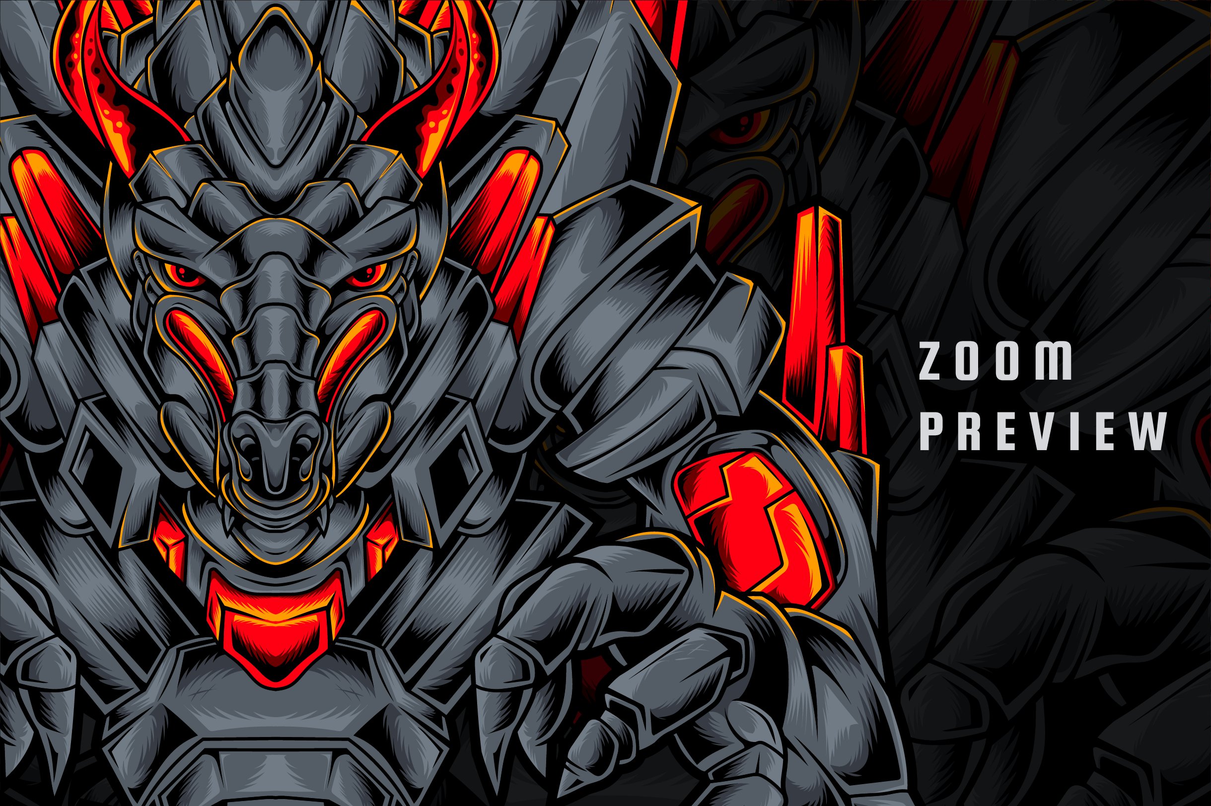 Dragon Mecha Vector Illustration preview image.