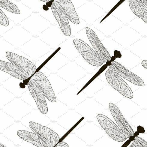 Pattern of silhouettes of dragonflie cover image.