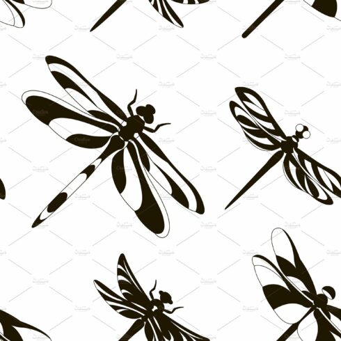 Pattern of silhouettes of dragonflie cover image.