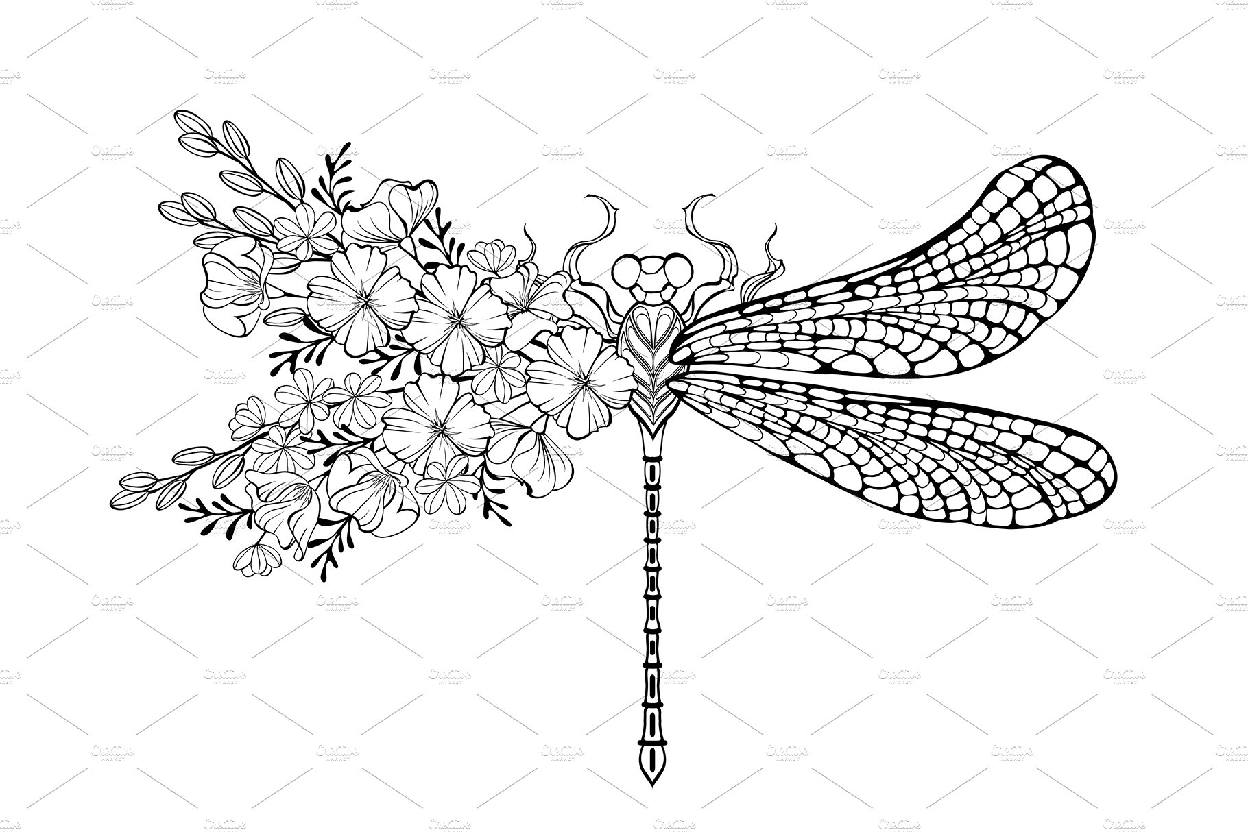 Dragonfly with contour Flowers cover image.