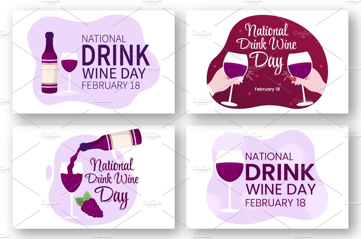 13 Drink Wine Day Illustration preview image.