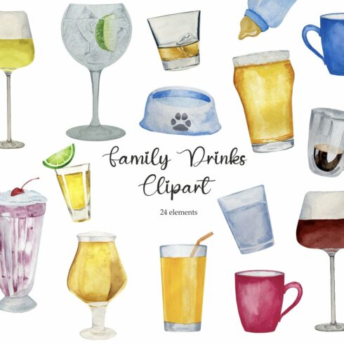 Watercolor Drink Family Print 24 PNG cover image.