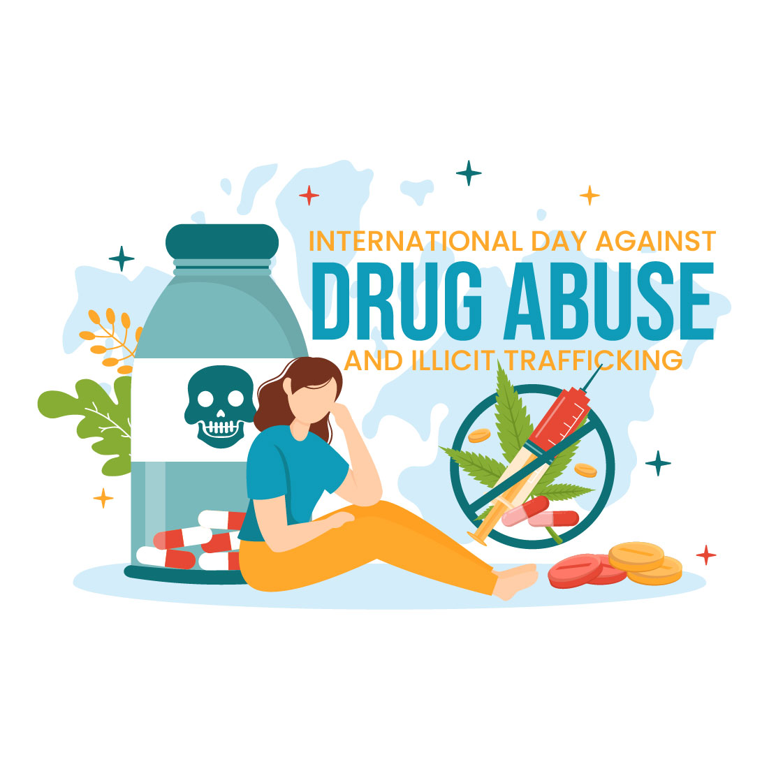 13 Against Drug Abuse and Illicit Trafficking illustration preview image.
