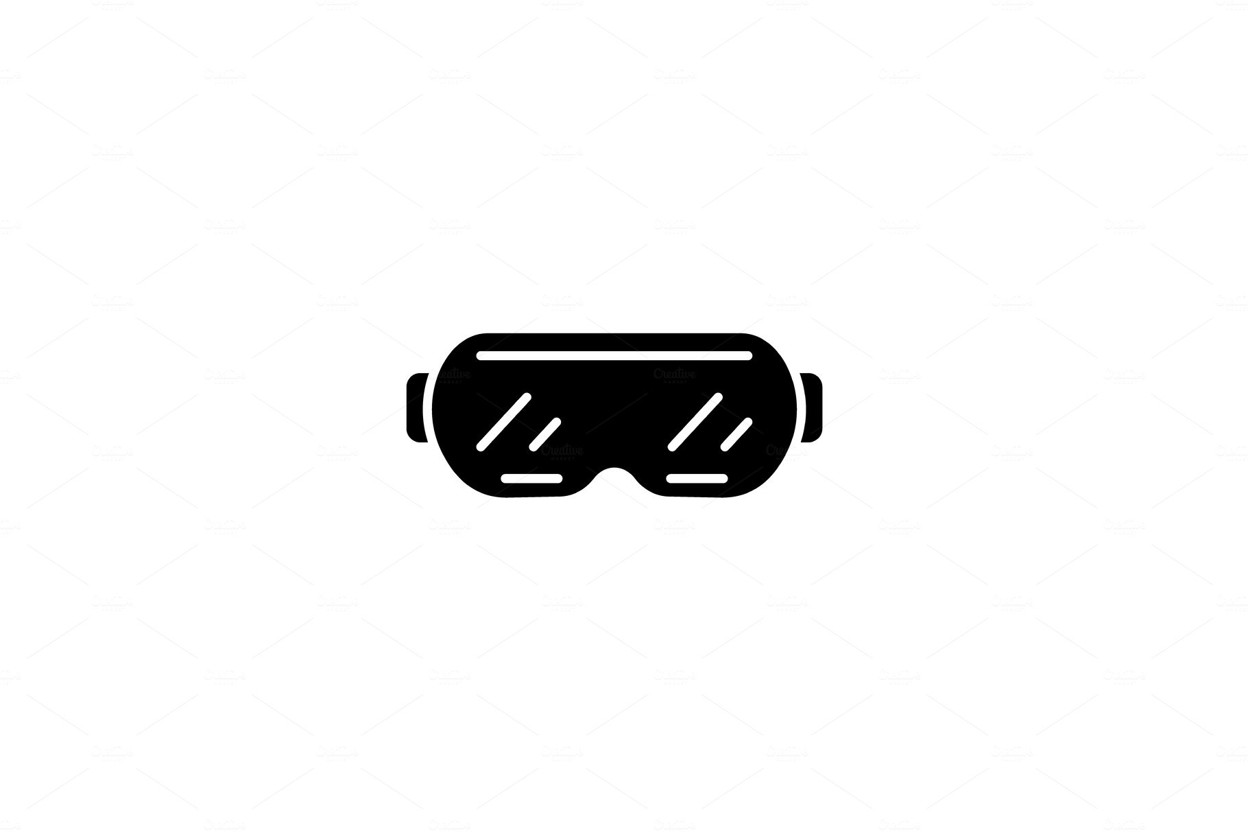 Ski goggles black icon, vector sign cover image.