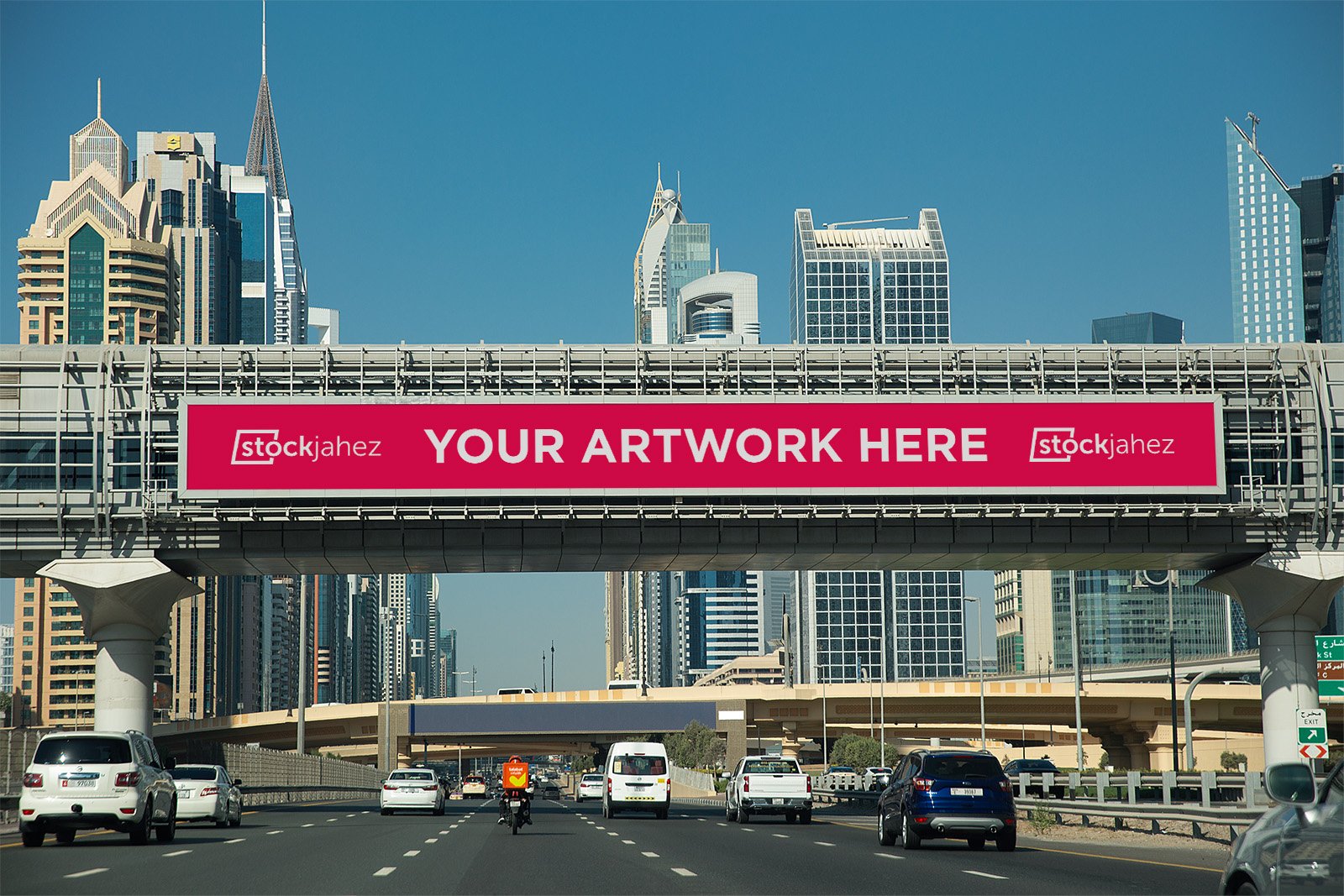 Dubai metro bridge banner mockup cover image.