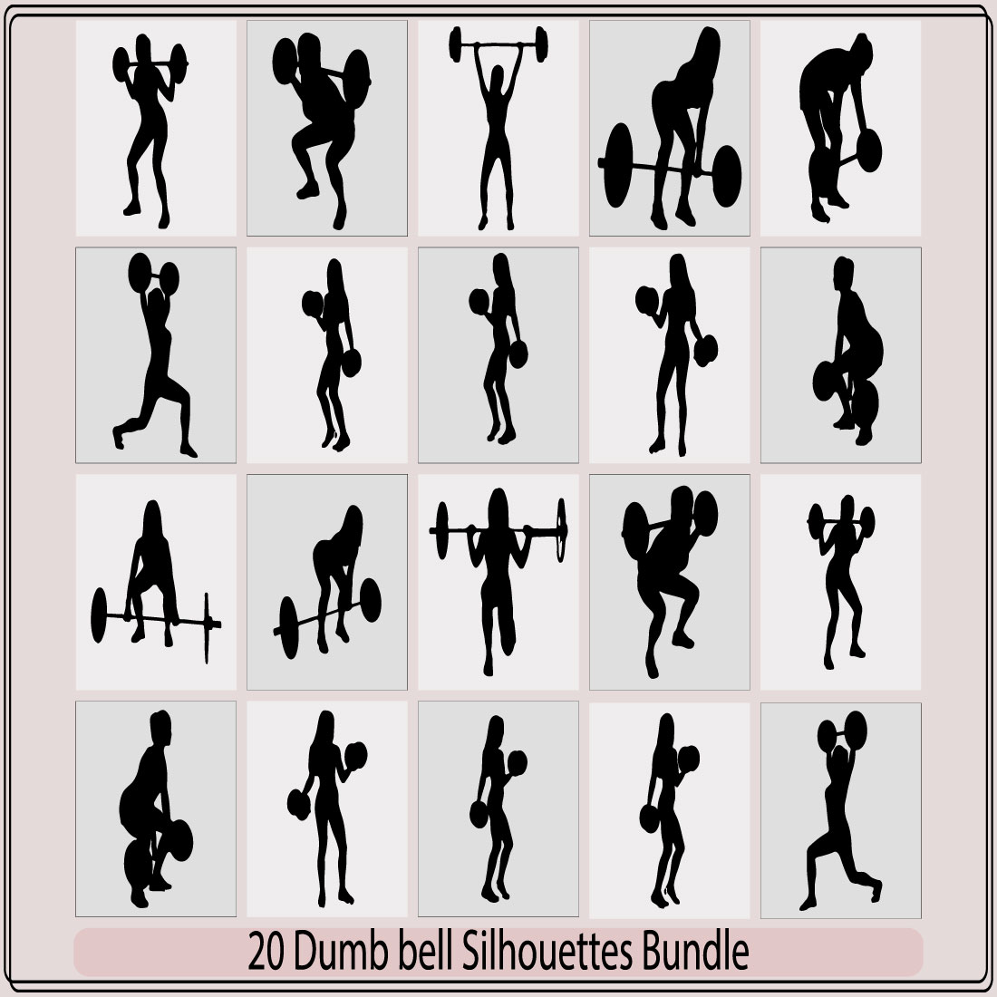 Athletic woman holding dumbbells and doing crossfit,Female bodybuilder lifting dumbbells silhouette preview image.