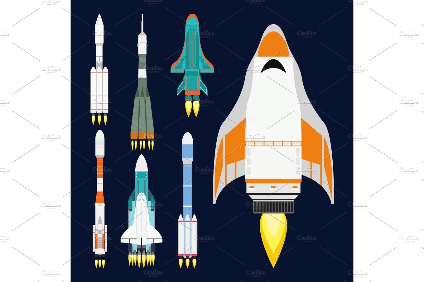 Vector technology ship rocket cartoon design for startup innovation product... cover image.