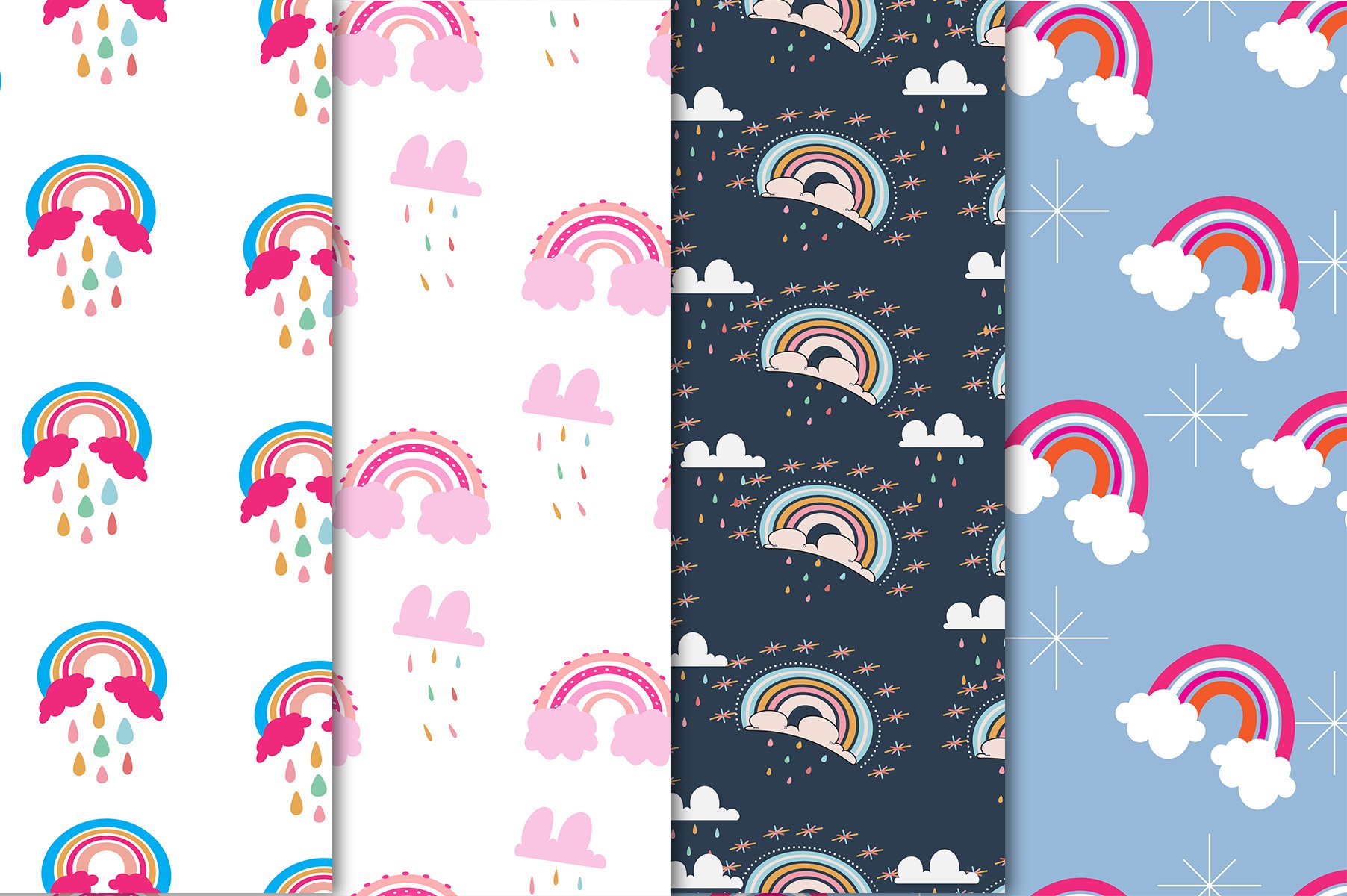 Boho Rainbow Seamless Pattern preview image.