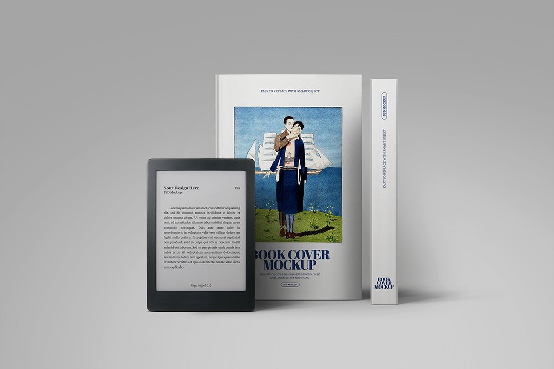 E-Book Reader Mockup & Book cover image.