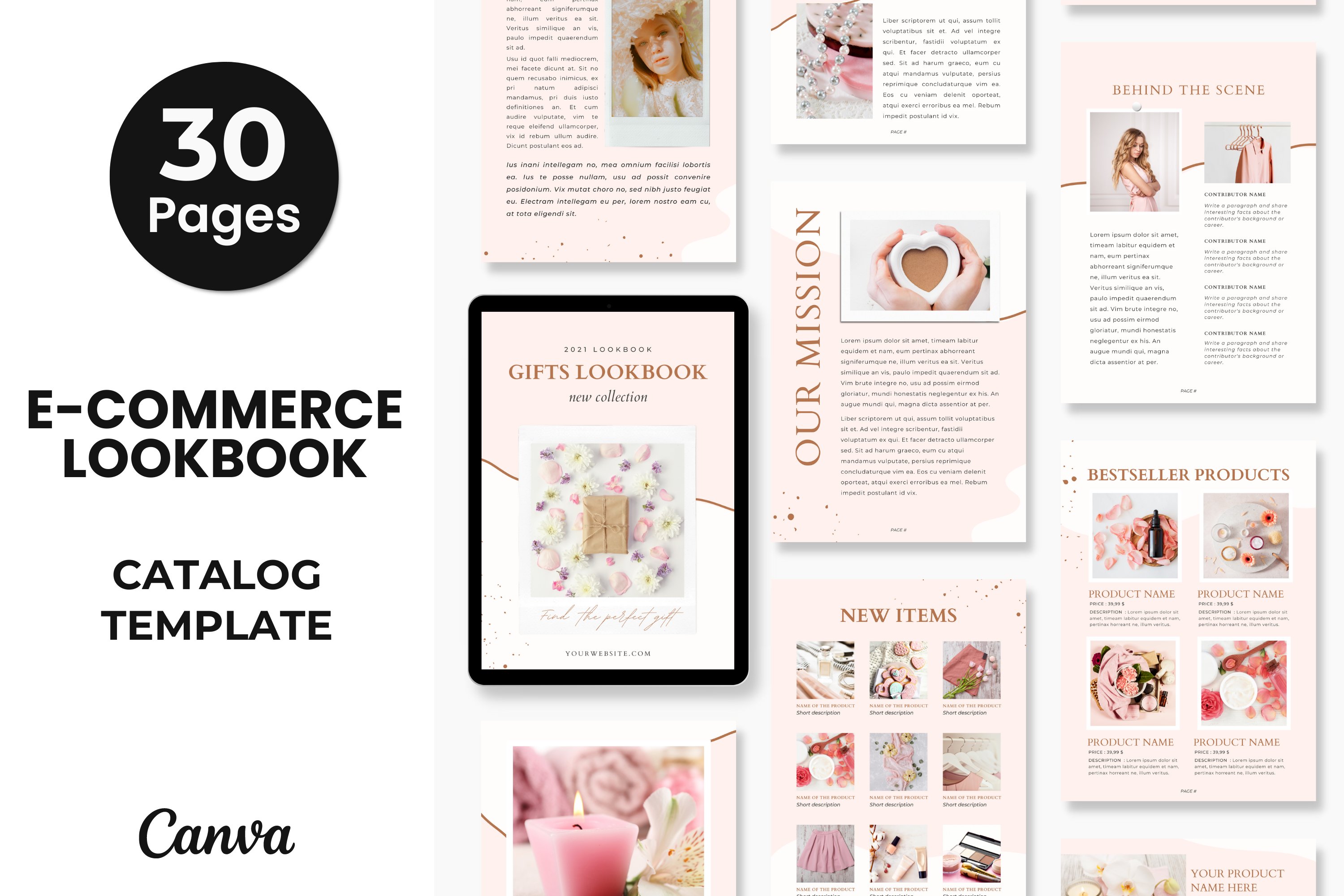 Product Catalog Template Canva Pink cover image.
