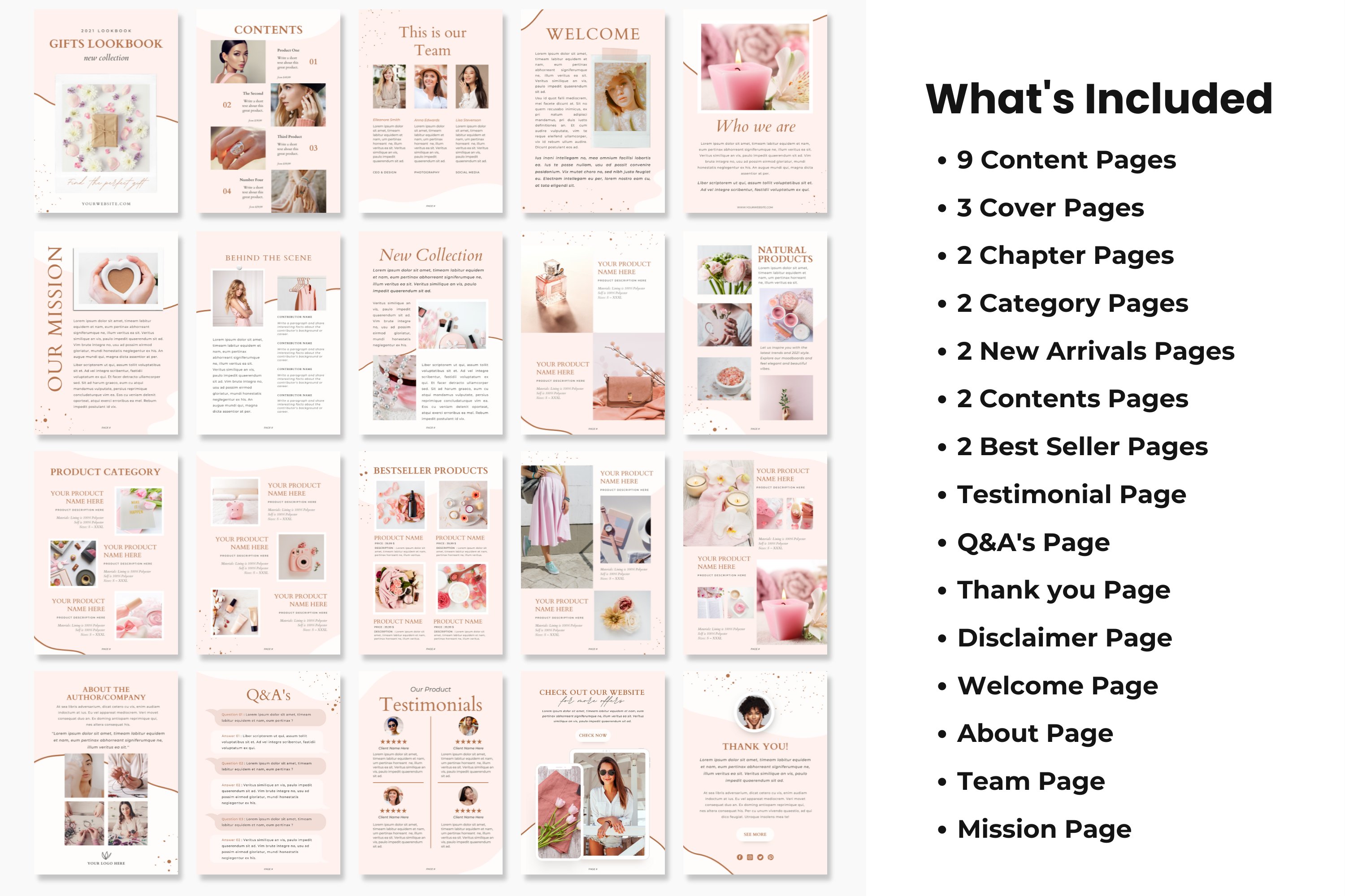Product Catalog Template Canva Pink preview image.