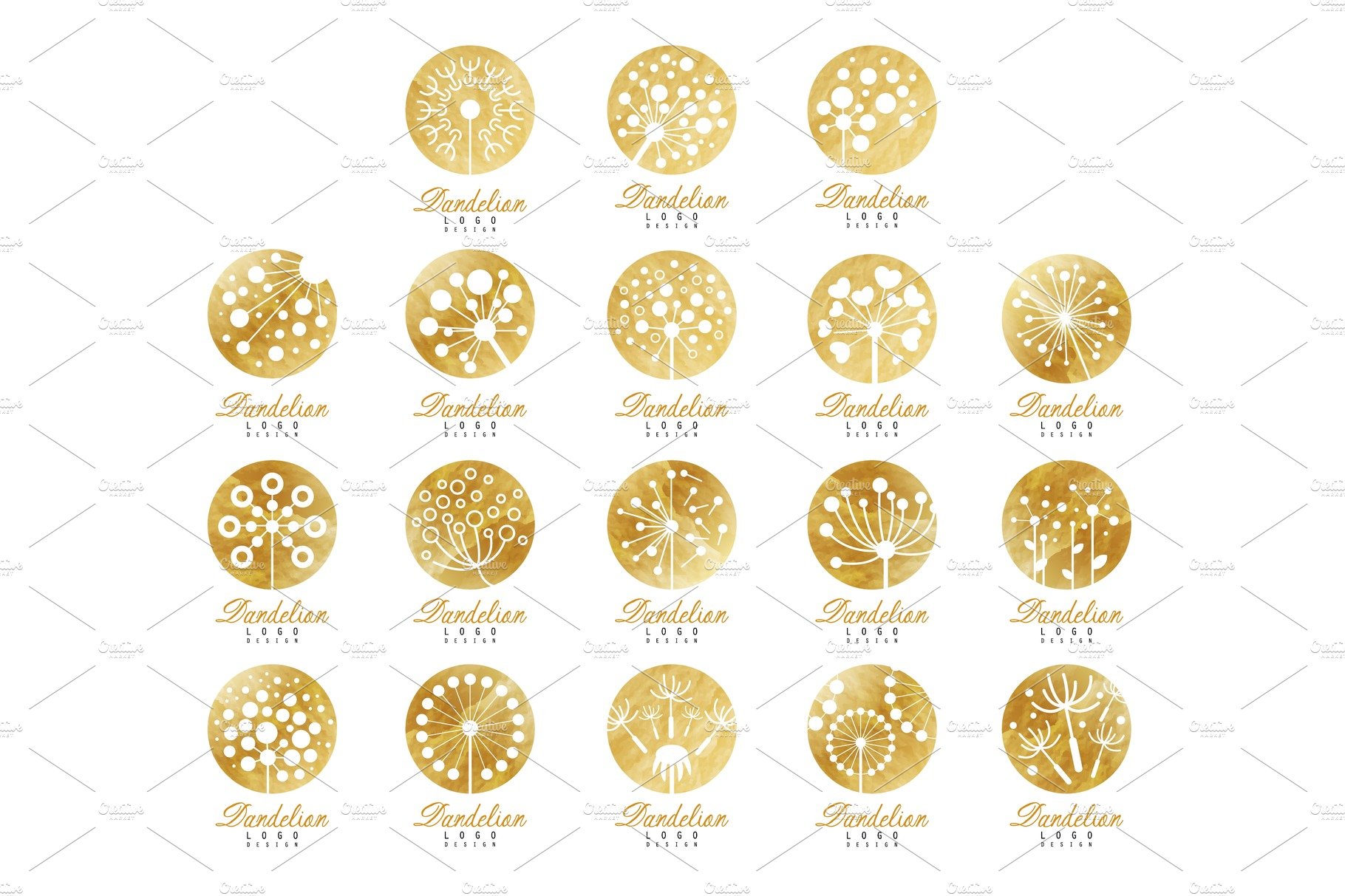 Dandelion logo template set, beautiful nature badge for your own design vec... cover image.