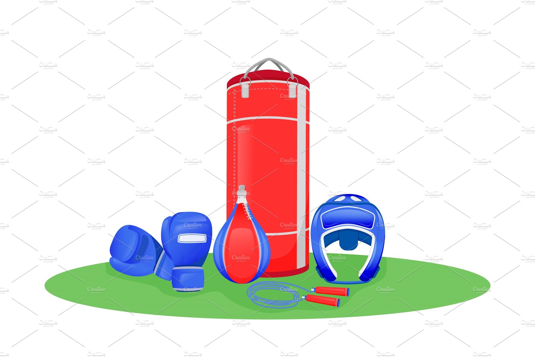 Boxing center flat concept vector cover image.