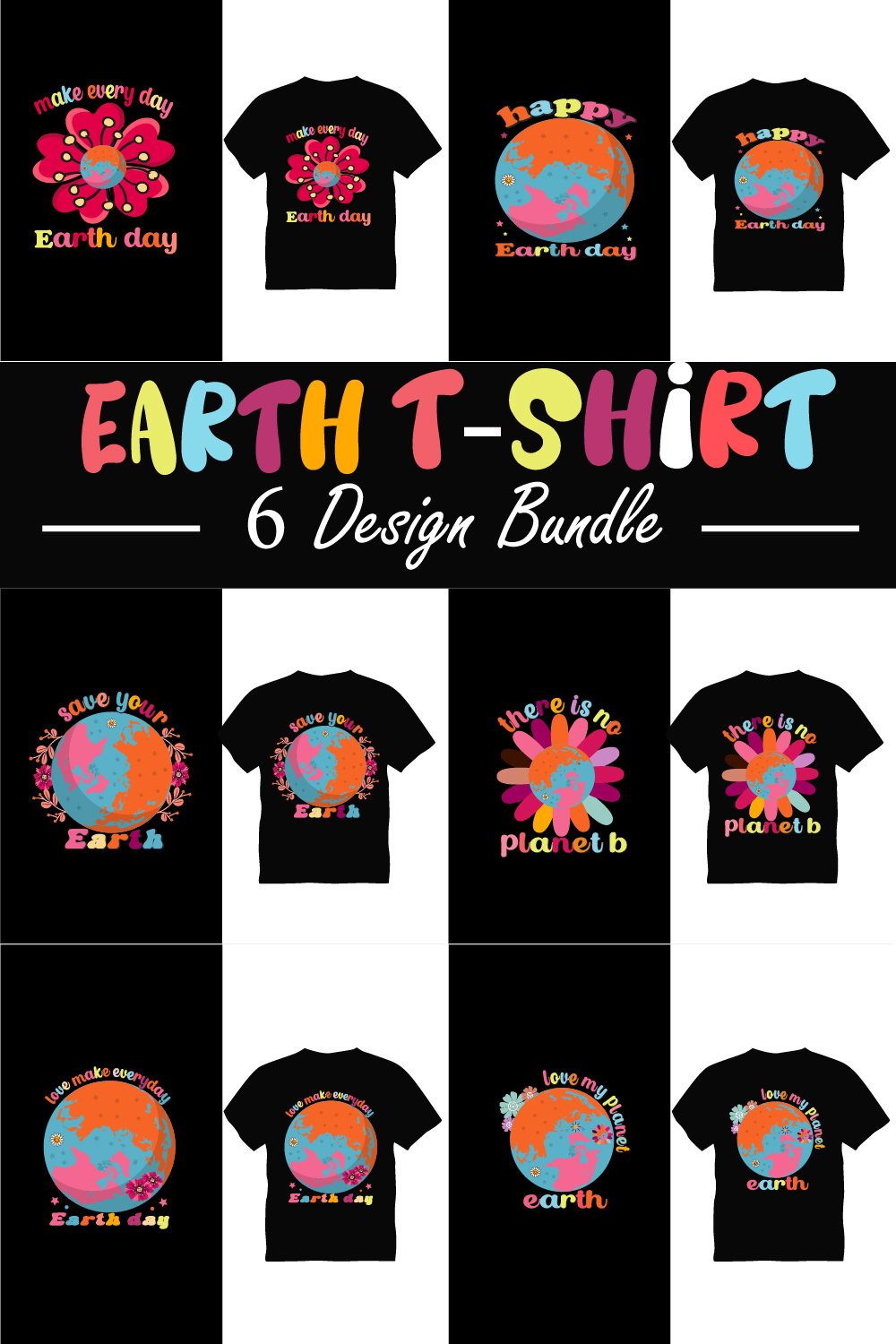 EARTH T-Shirt Design Bundles pinterest preview image.