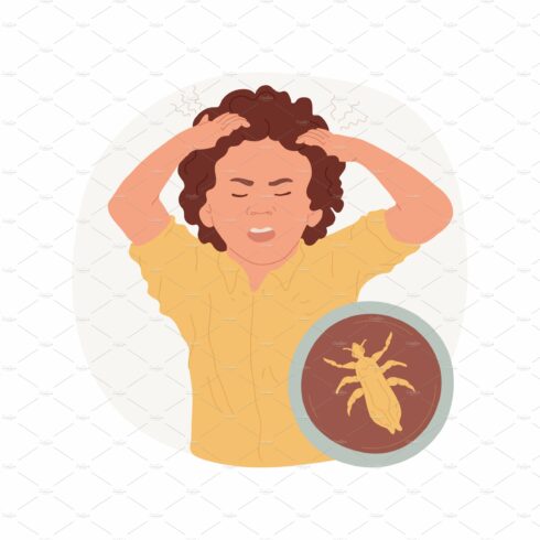 Head lice isolated cartoon vector cover image.