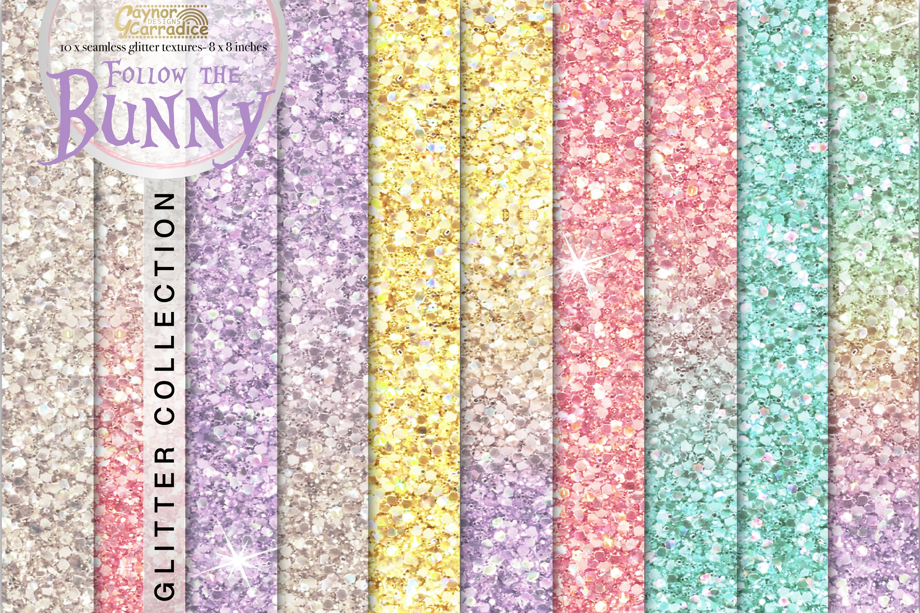 Rainbow pastel seamless glitter cover image.