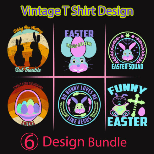 Easter vintage t-shirt design bundle cover image.