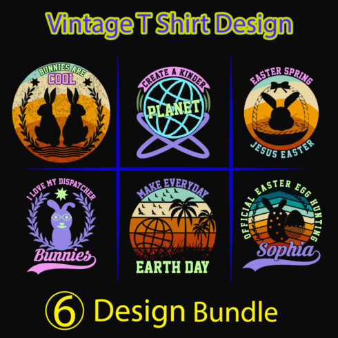Easter vintage t-shirt design bundle cover image.