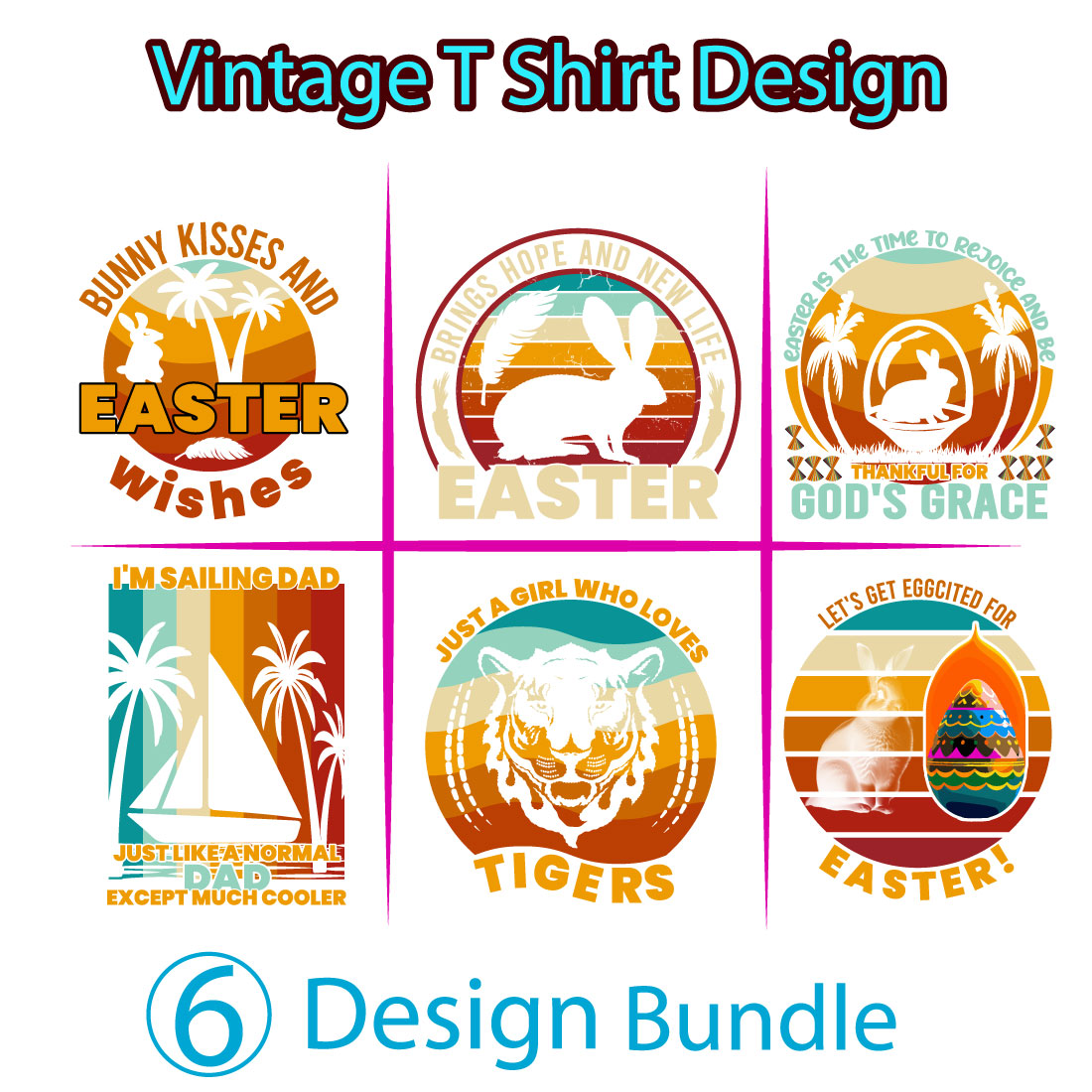 Easter Vintage T-Shirt Design Bundle preview image.
