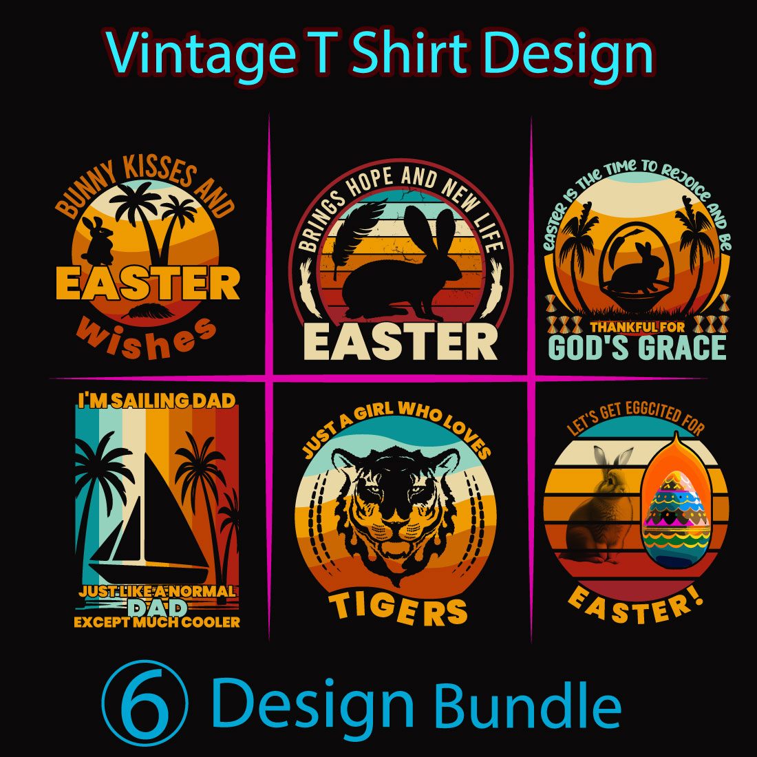 Easter Vintage T-Shirt Design Bundle cover image.