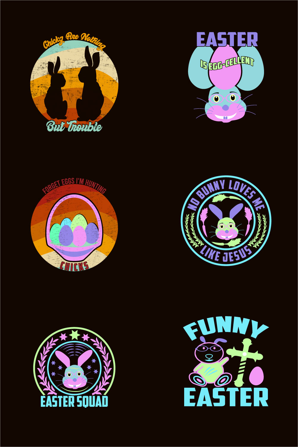 Easter vintage t-shirt design bundle pinterest preview image.