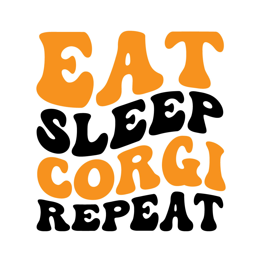 Eat sleep corgi repeat typography design vector template preview image.