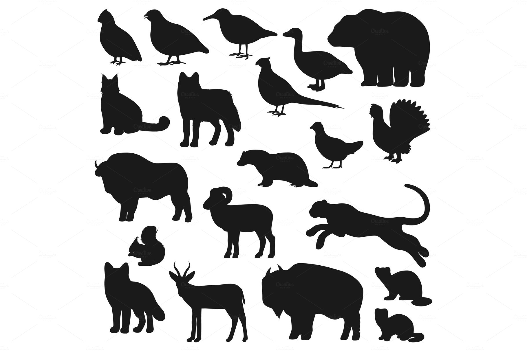 Hunting animal silhouettes cover image.
