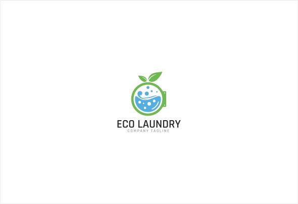 Eco Green Laundry Logo Template cover image.