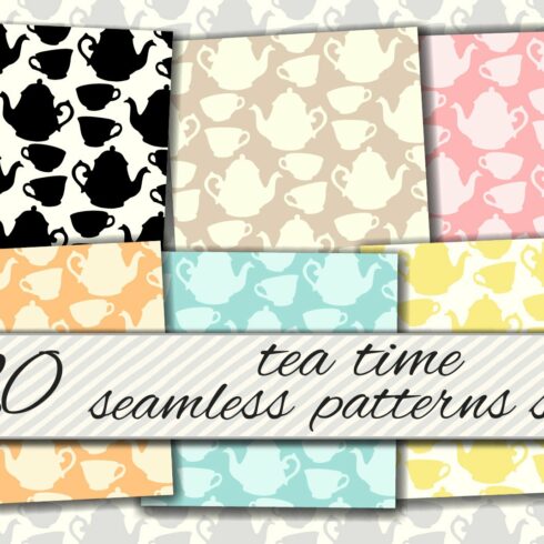 Teatime seamless patterns set cover image.
