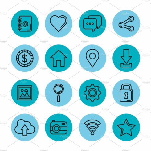 blue icons set social media network cover image.