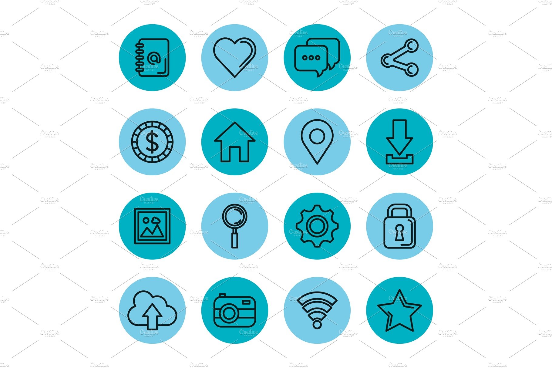 blue icons set social media network cover image.