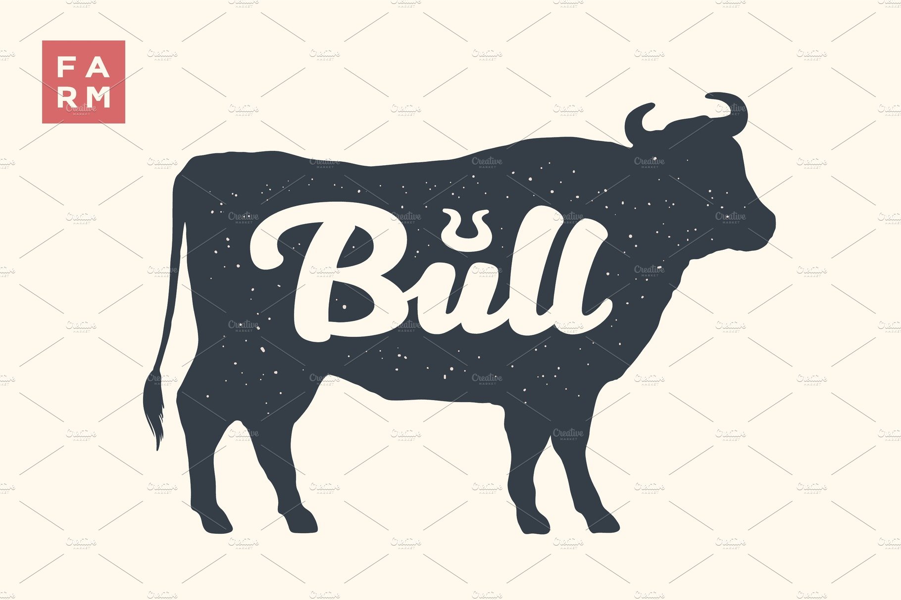 Farm animals set. Isolated bull cover image.