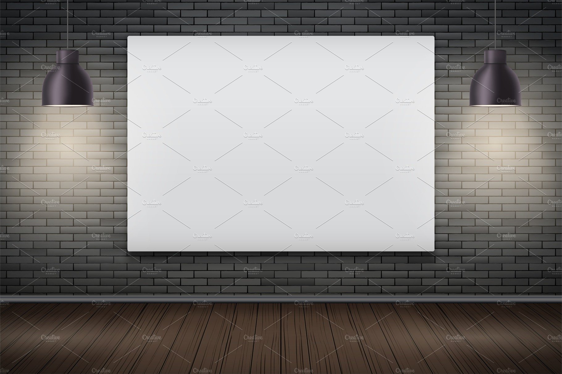 Empty mockup billboard on brick wall cover image.