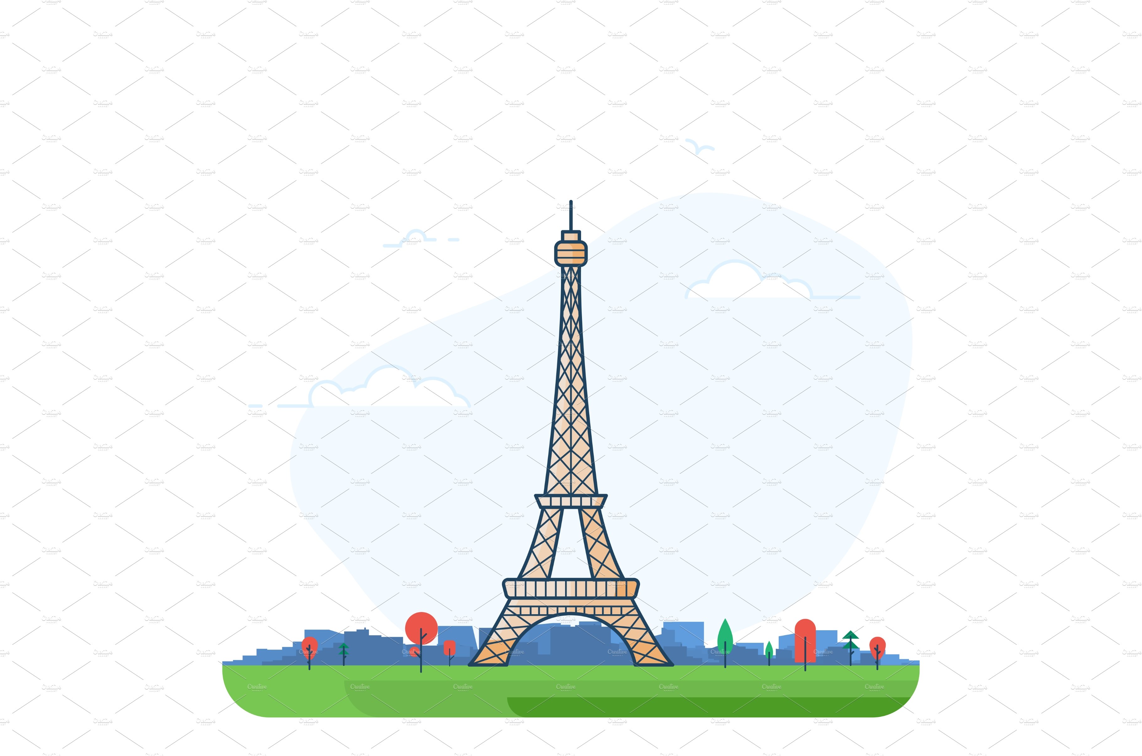 Paris Eiffel tower line style cover image.