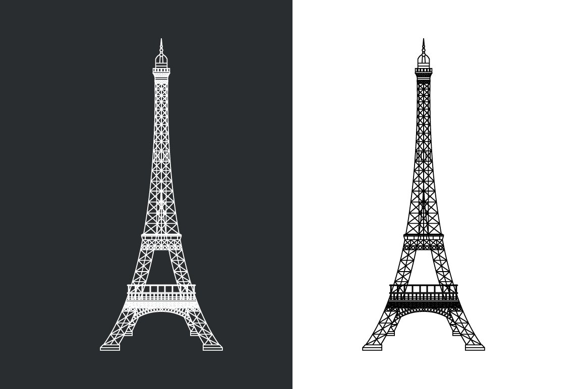 Outline Eiffel tower illustration cover image.