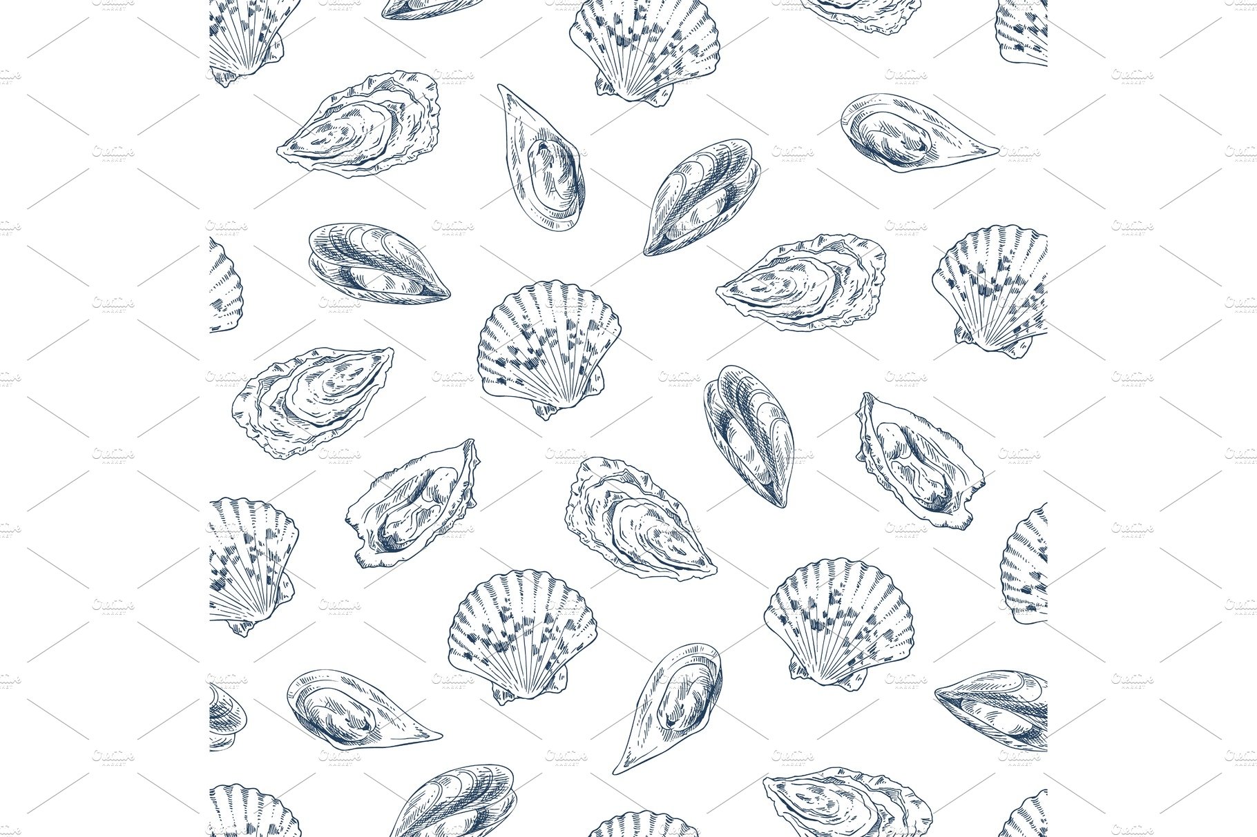 Mussel and Scallop Pattern Vector cover image.