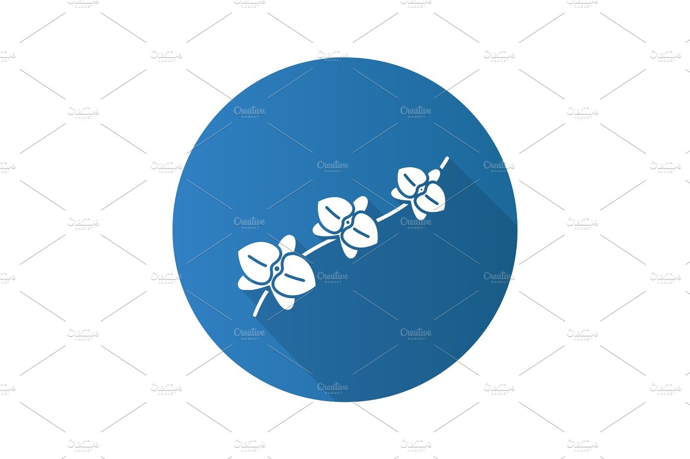 Orchid branch flat design long shadow glyph icon cover image.