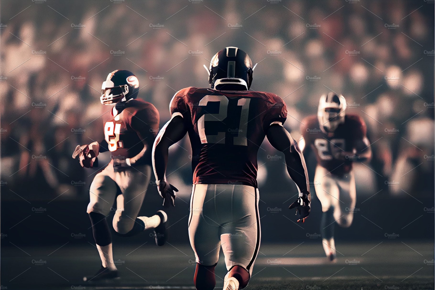 American football player running fast towards goal line cover image.